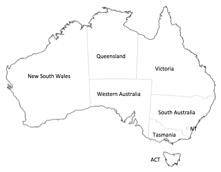 Map of Australia with biggest populations moved to biggest states