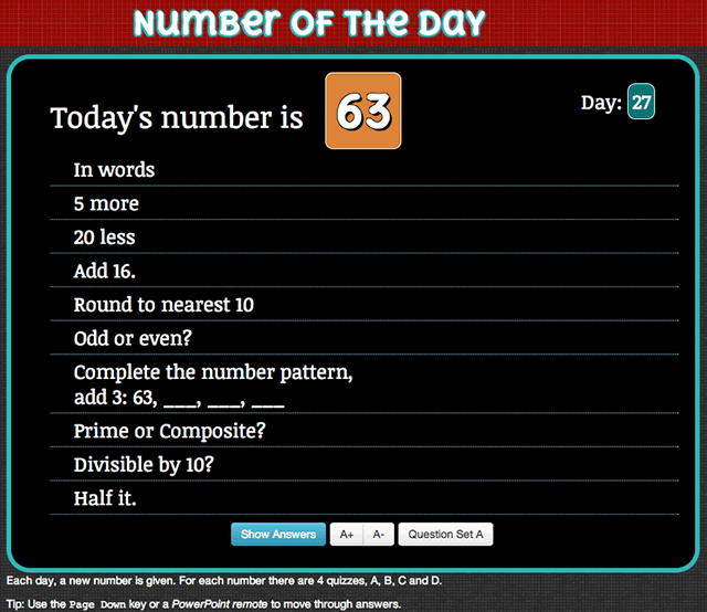 Number of the day screenshot