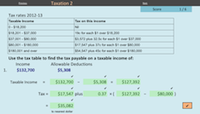 Screenshot of taxation exercises
