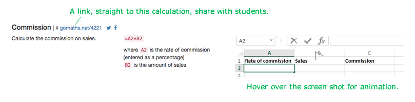 Screenshot from Excel for Mathematics General web-site